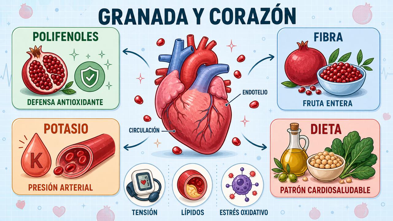 Polifenoles, fibra, potasio y dieta saludable sostienen los beneficios cardiovasculares.
