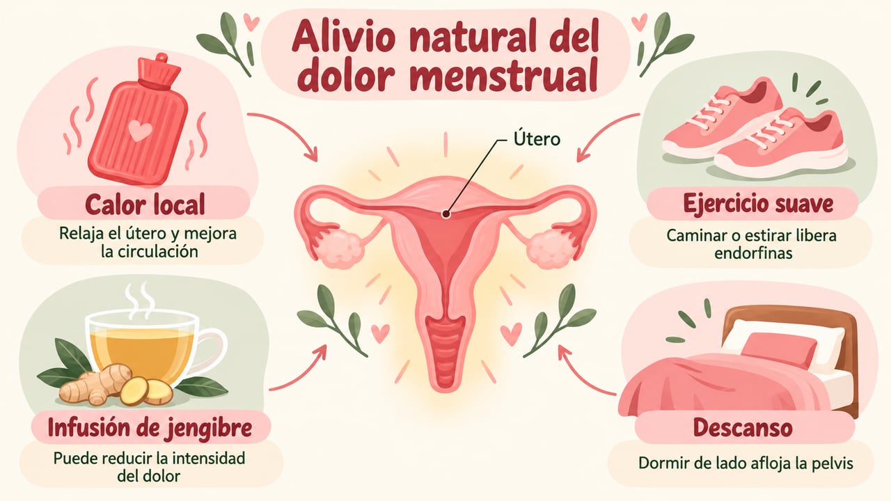Calor local, ejercicio suave, infusión de jengibre y descanso: cuatro remedios caseros para aliviar el dolor menstrual.