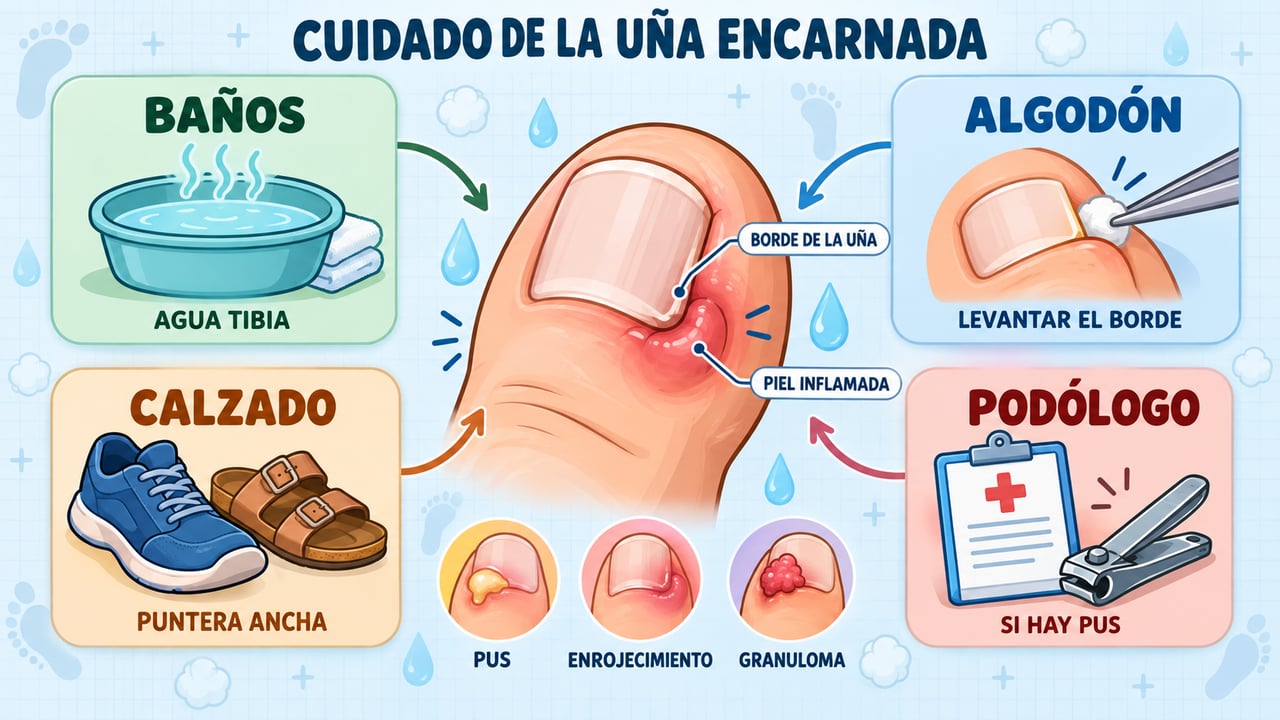 Baños, algodón, calzado adecuado y podólogo: cuatro claves para tratar y prevenir la uña encarnada.