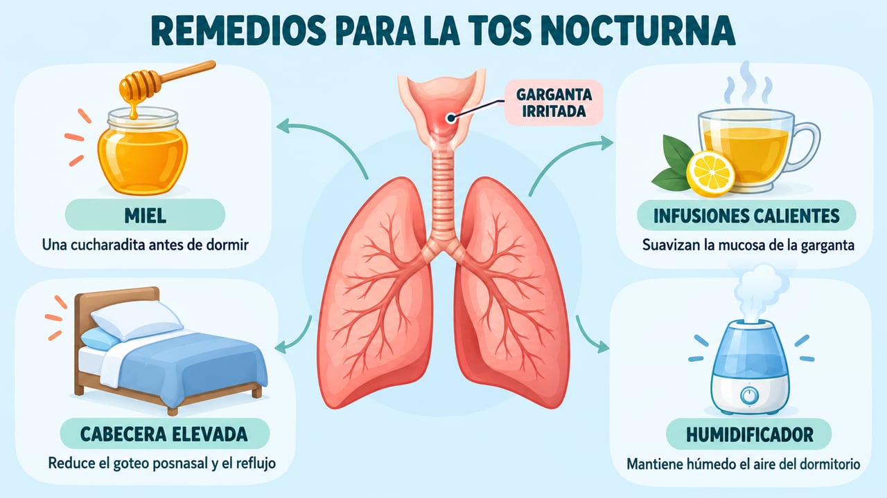Miel, infusiones calientes, cabecera elevada y humidificador: cuatro remedios caseros para aliviar la irritación de garganta por la noche.