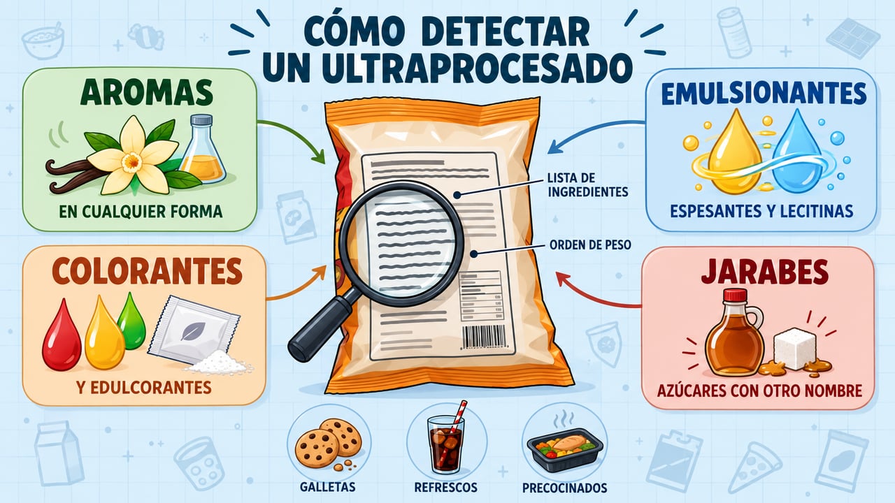 Aromas, emulsionantes, colorantes y jarabes: cuatro señales en la etiqueta que delatan un ultraprocesado.