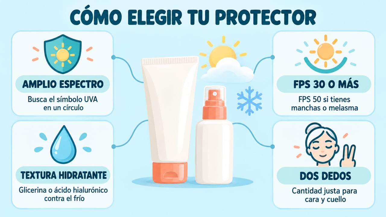 Amplio espectro, FPS adecuado, textura hidratante y la cantidad justa: claves para elegir tu protector invernal.