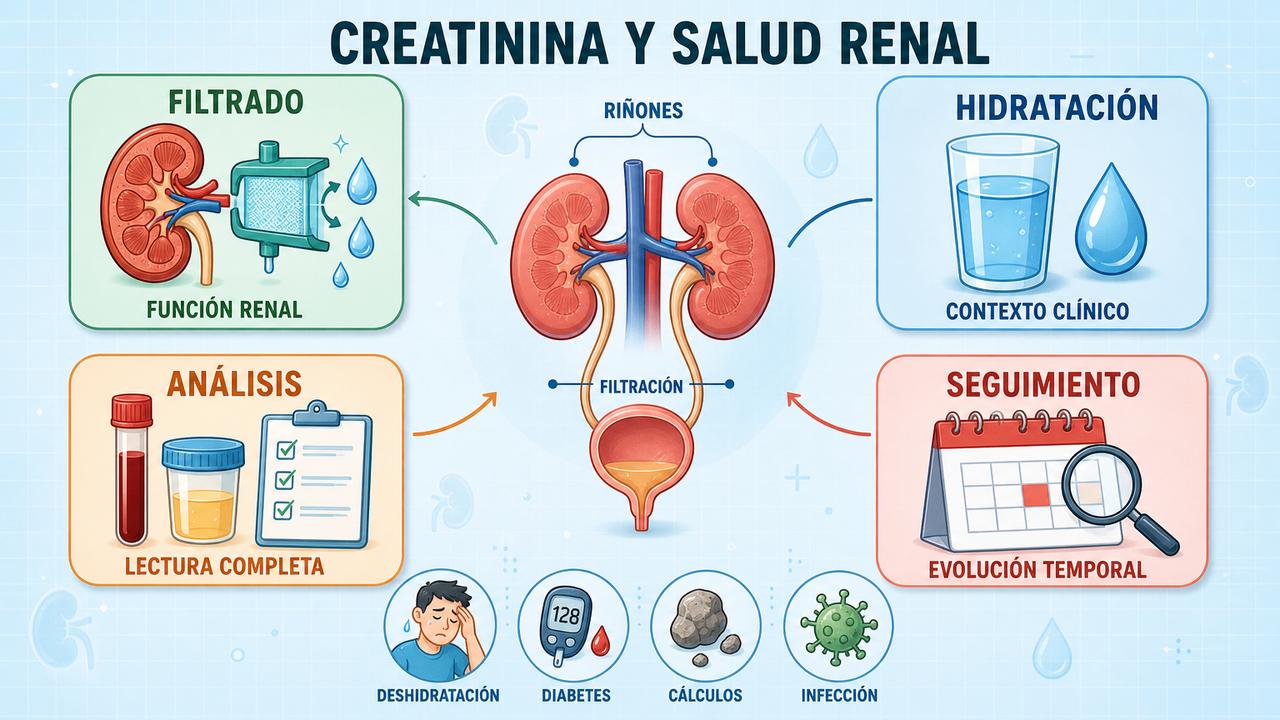 Filtrado, hidratación, análisis y seguimiento ayudan a entender mejor la creatinina.