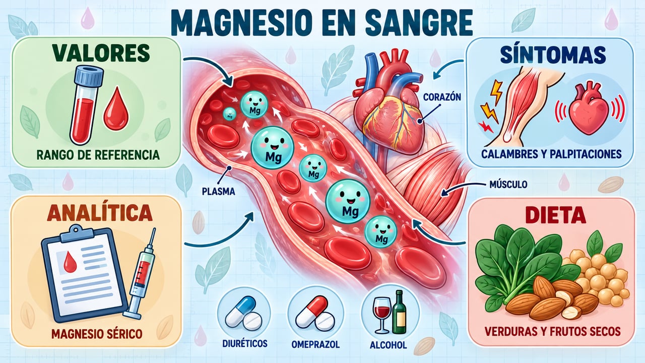 Valores de referencia, síntomas, analítica y dieta: los cuatro pilares para vigilar el magnesio.