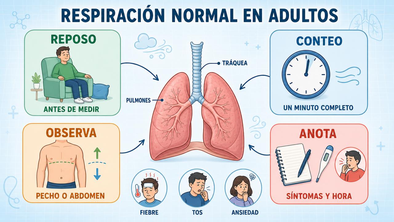 Reposo, conteo, observación y registro mejoran la medición respiratoria doméstica.