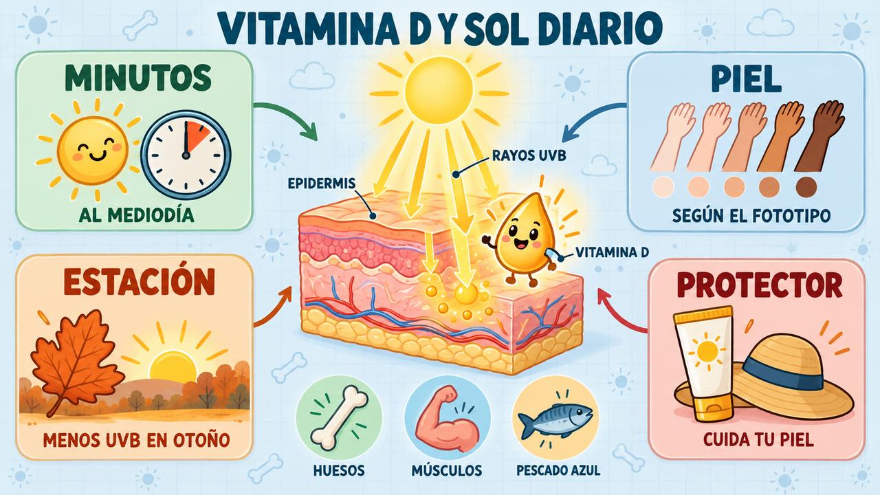Los minutos de sol dependen del fototipo, la estación y el uso de protector solar.