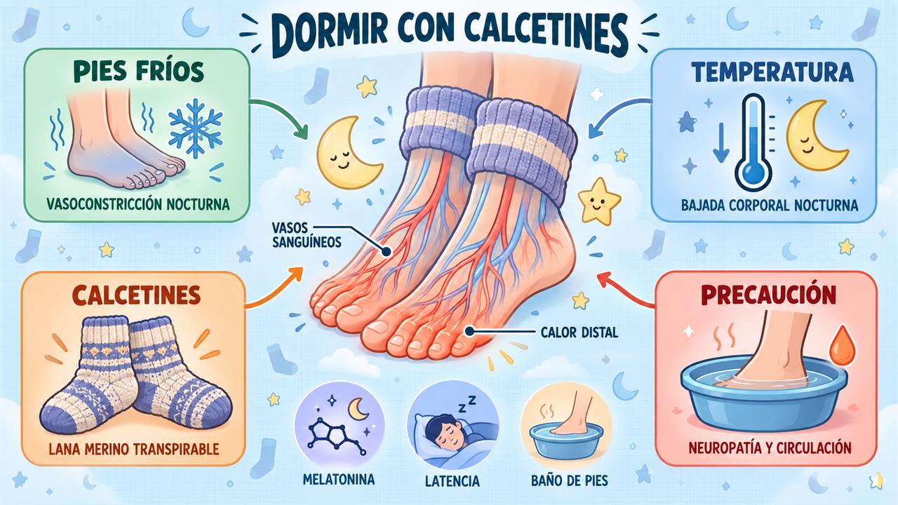Pies fríos, temperatura corporal, calcetines adecuados y precauciones: los cuatro pilares para dormir mejor con calcetines.