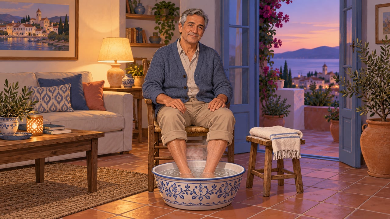 Un baño de pies caliente antes de acostarse es otra forma de calentar los pies.