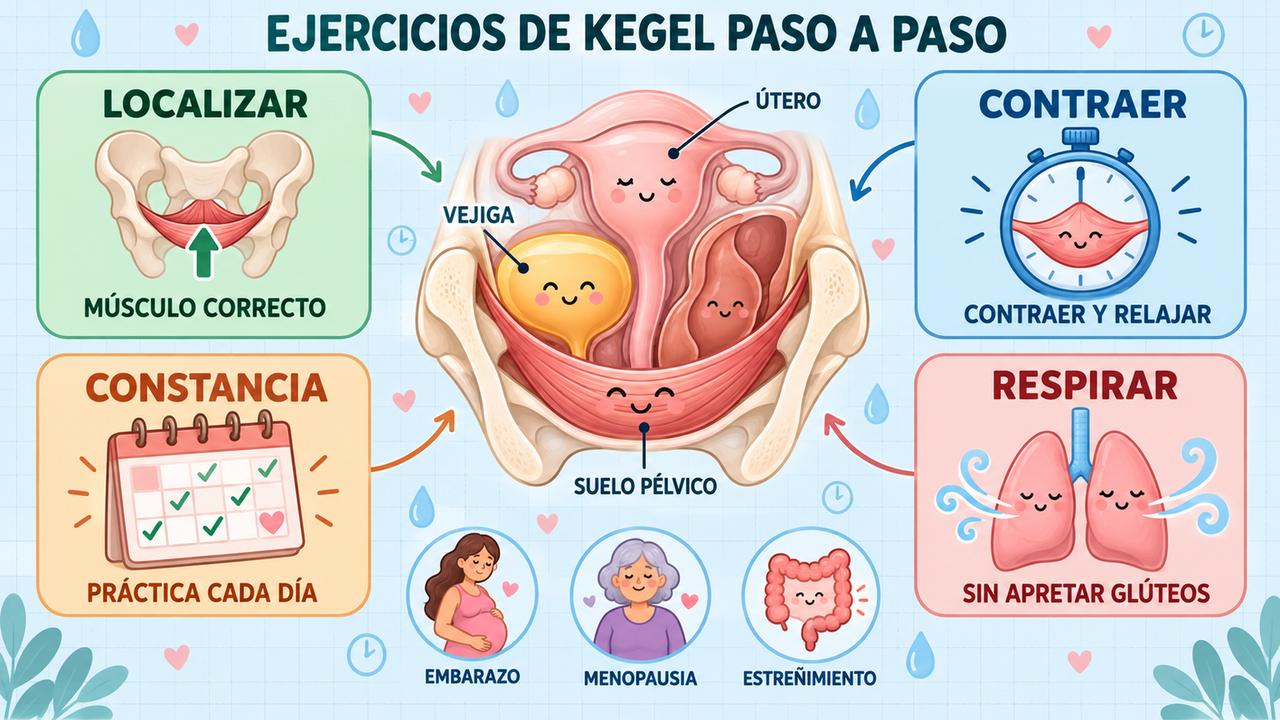 Localizar el músculo, contraer y relajar, respirar con normalidad y ser constante: los cuatro pilares de los Kegel.