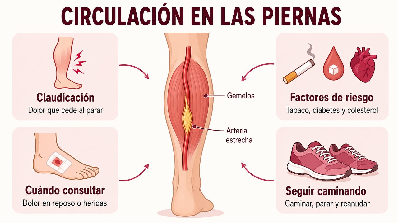 Claudicación, factores de riesgo, cuándo consultar y seguir caminando: claves de la circulación arterial en las piernas.