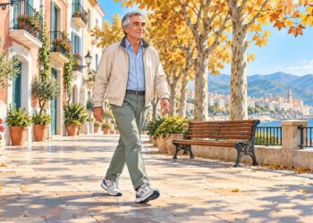 Caminar a paso ligero por las mañanas de otoño cuida el corazón después de los 60.