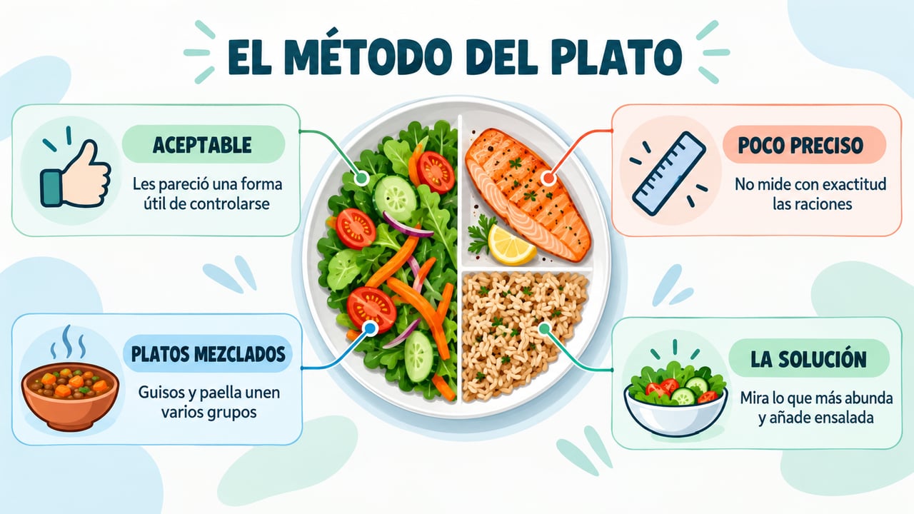 Los participantes aceptaron el método del plato, aunque es poco preciso con guisos y platos mezclados.