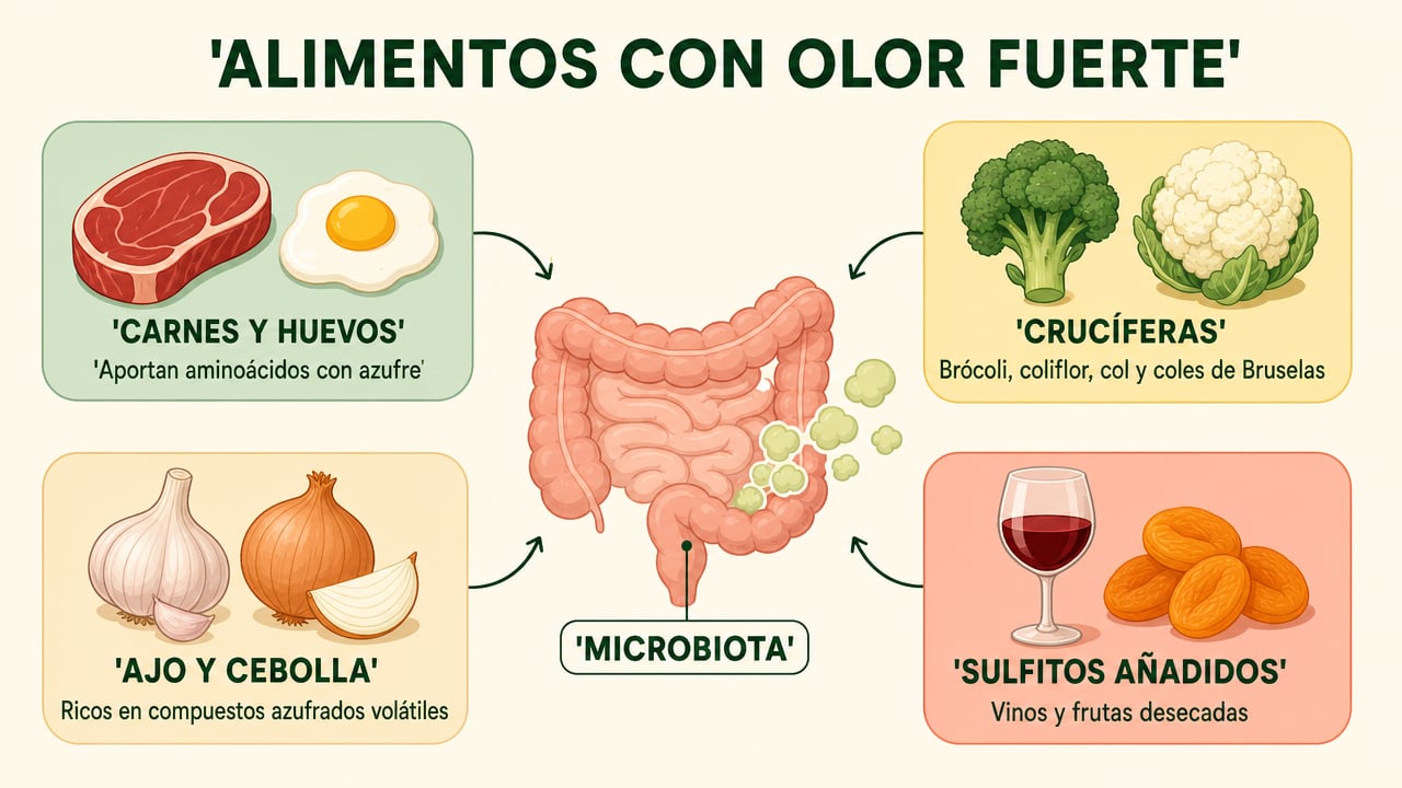 Carnes y huevos, crucíferas, ajo y cebolla, y sulfitos: los grupos que más empeoran el olor.