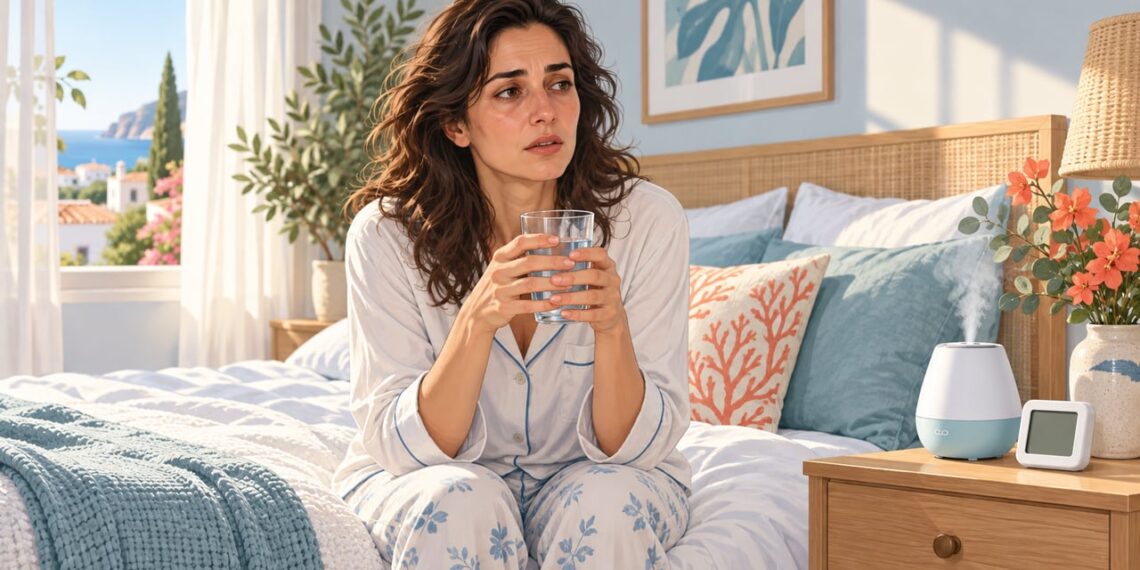 Despertar con la garganta seca puede deberse al aire del dormitorio, no a un resfriado.