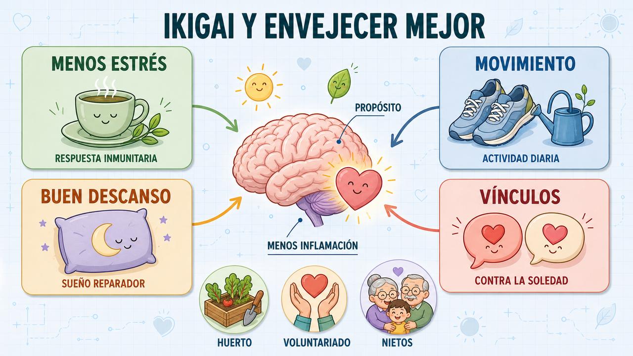 Menos estrés, movimiento, buen descanso y vínculos explican cómo el propósito de vida frena la inflamación.