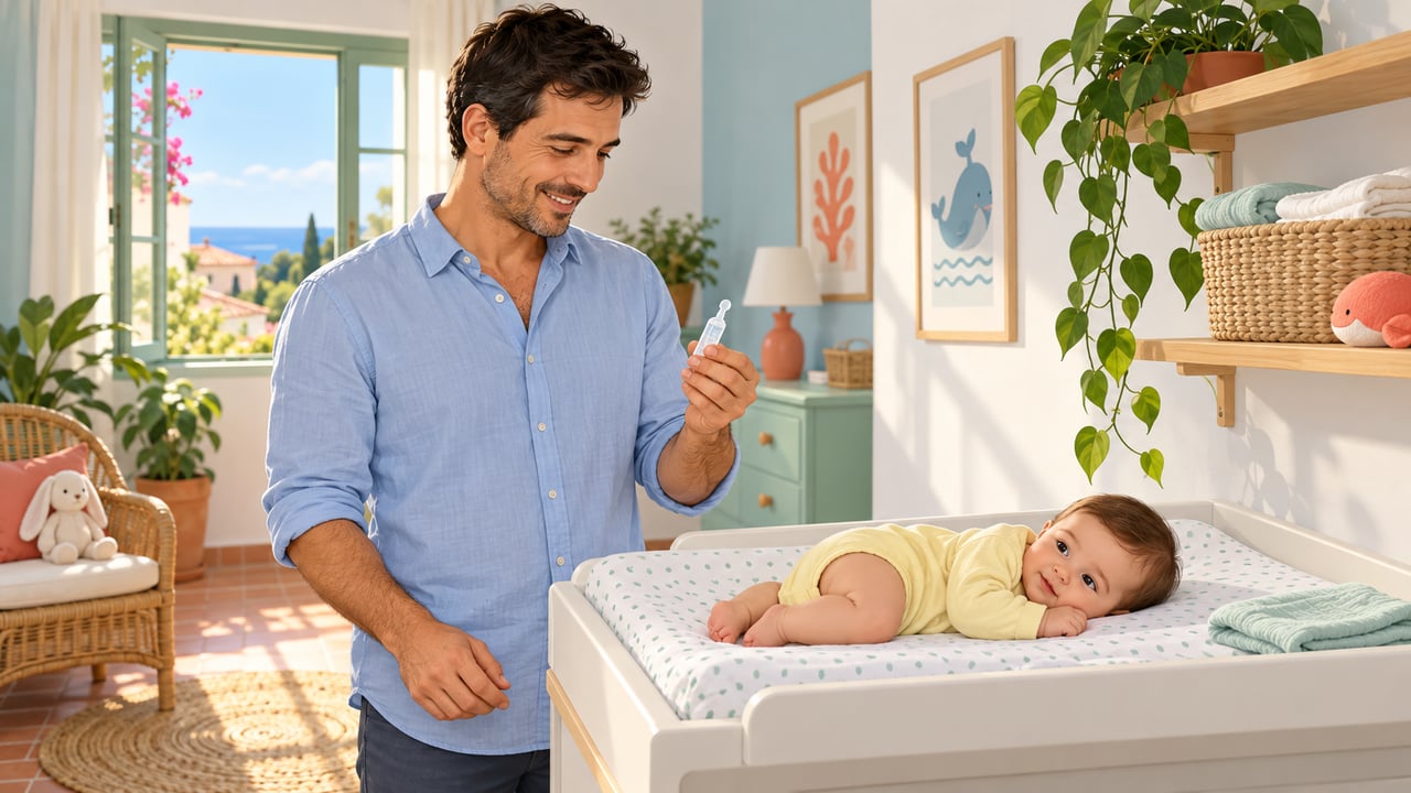 En bebés, el suero en monodosis se aplica con el niño tumbado de lado.