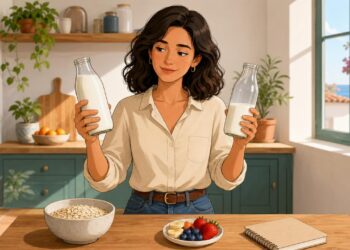 Leche entera y desnatada cambian en grasa, saciedad y aporte vitamínico.