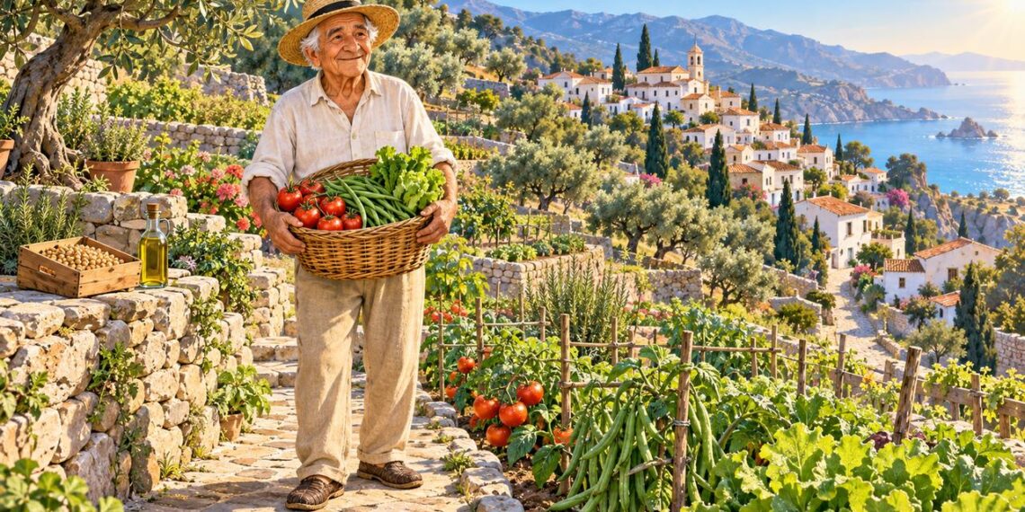 Un mayor cuida su huerto: alimentación vegetal y movimiento diario, claves de las zonas azules.