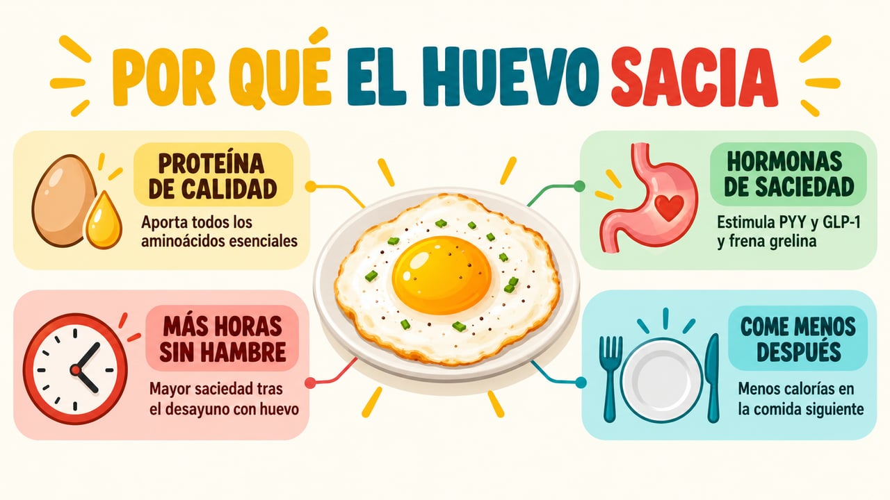 La proteína del huevo activa hormonas de saciedad y reduce lo que comes después.