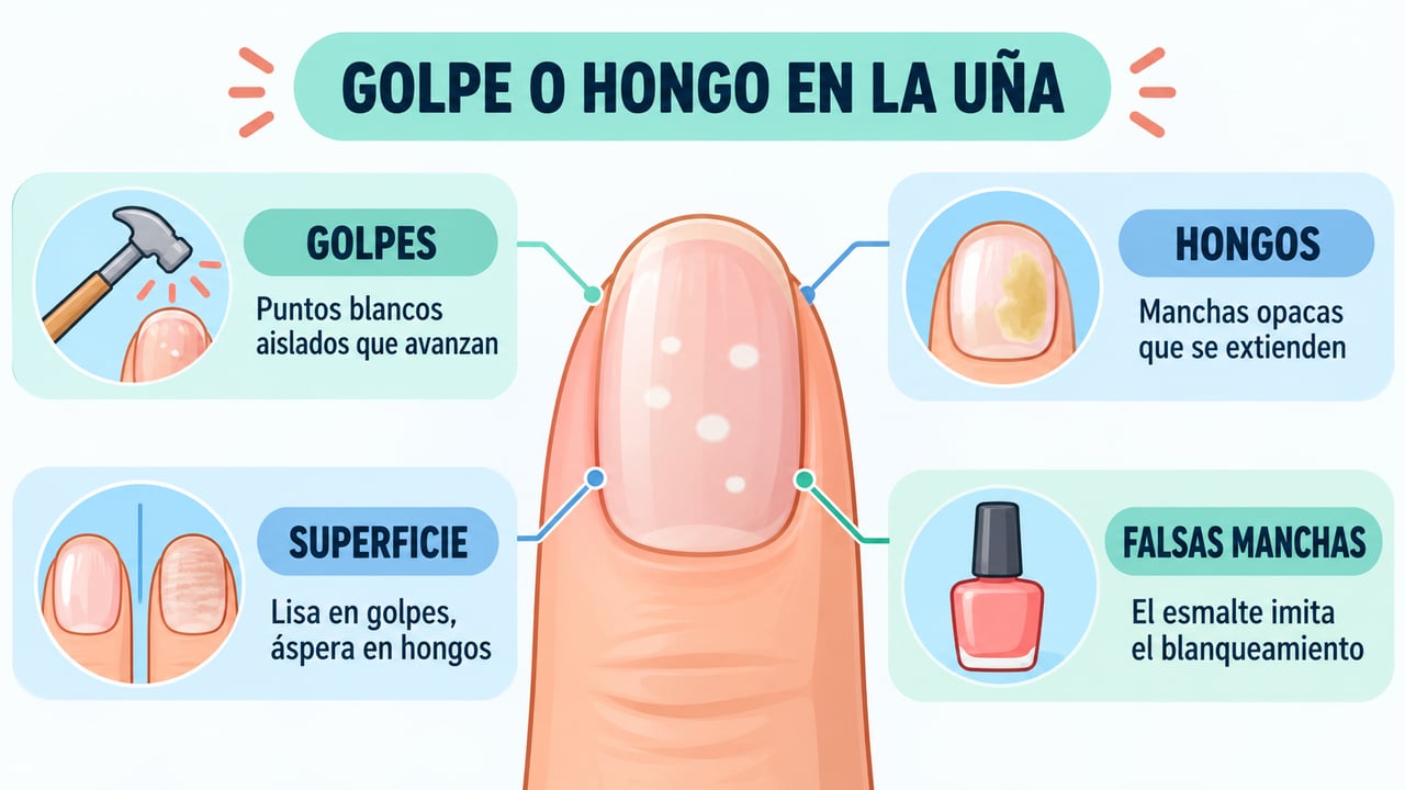 Golpes, hongos, superficie de la uña y esmalte: claves para distinguir las manchas blancas.