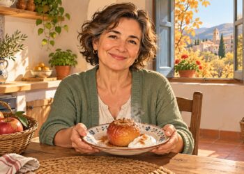 La manzana asada, postre suave de otoño, favorece la digestión sin irritar el intestino.