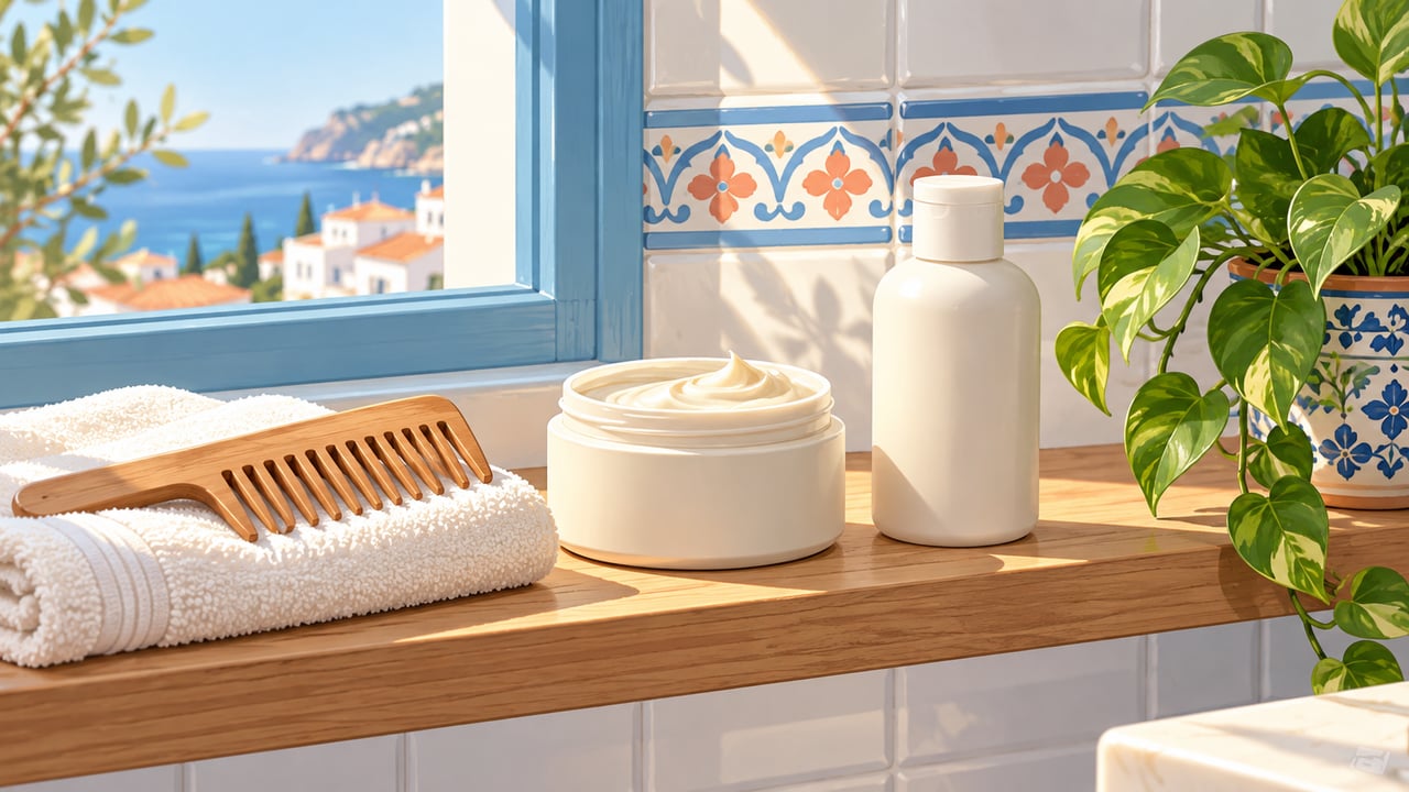 Mascarilla para el pelo, acondicionador y peine de púas anchas: lo justo para cuidar la melena sin sobrecargarla.