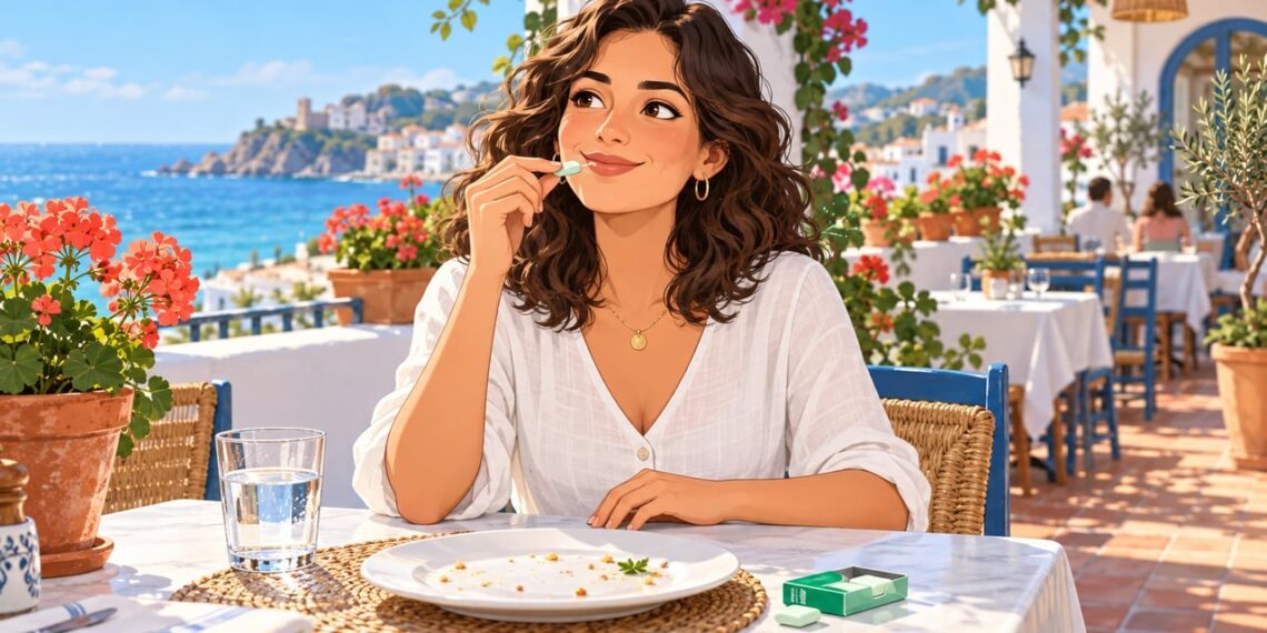 Masticar chicle sin azúcar tras la comida estimula la saliva y protege los dientes.