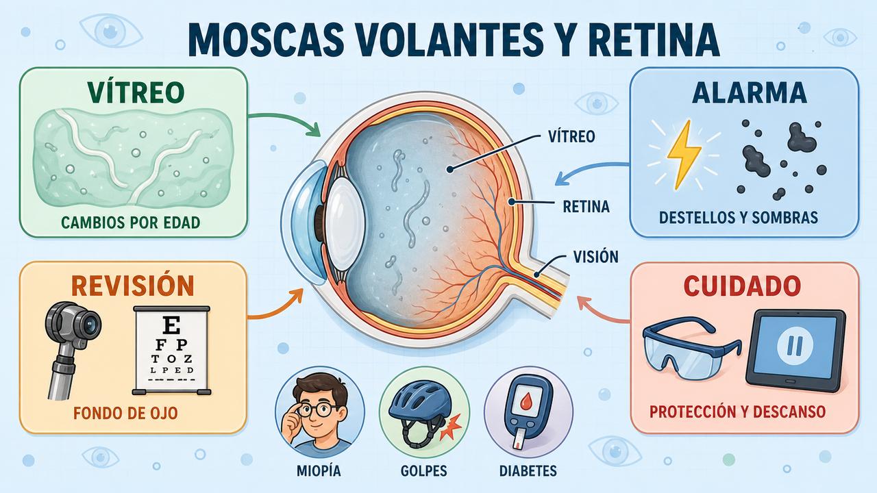 Cambios del vítreo, señales de alarma, revisión ocular y cuidados preventivos.