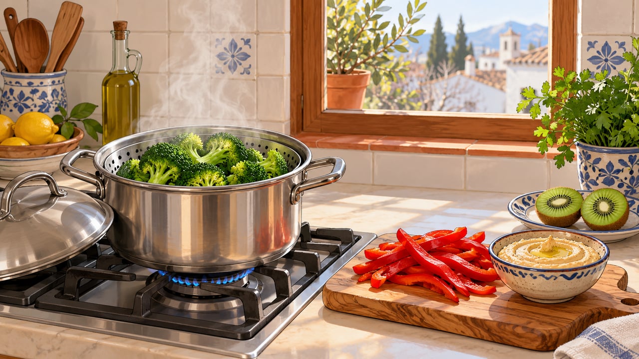 Cocinar el brócoli al vapor y comer pimiento crudo ayuda a conservar la vitamina C.