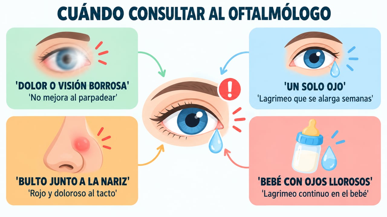 Señales de alarma que justifican pedir cita con el oftalmólogo sin esperar: dolor, un solo ojo, bulto y bebés.