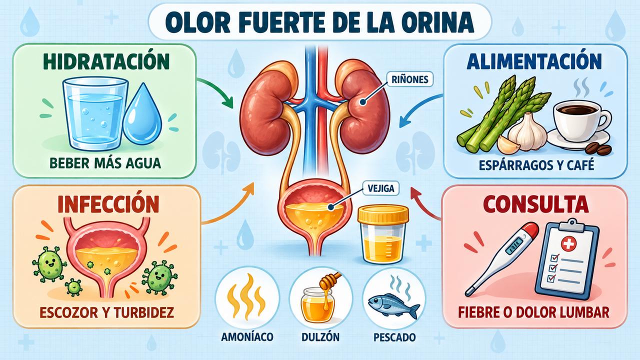 Hidratación, alimentación, infección urinaria y consulta médica: los cuatro factores clave para interpretar el olor de la orina.