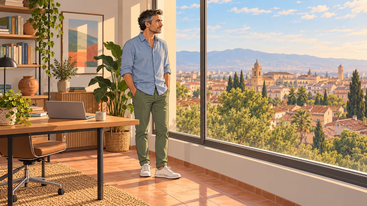 Apartar la vista de la pantalla y mirar a lo lejos descansa el ojo y ayuda al párpado.