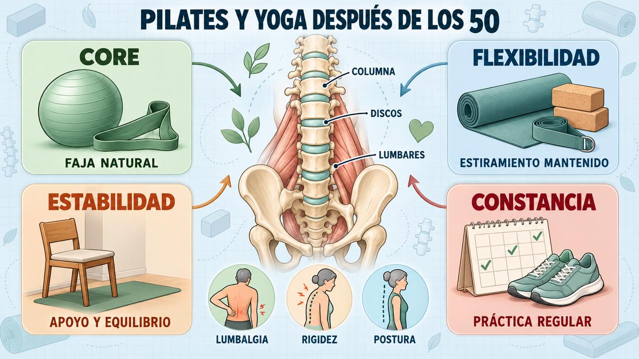 Core, flexibilidad, estabilidad y constancia: los cuatro pilares para elegir entre pilates y yoga.