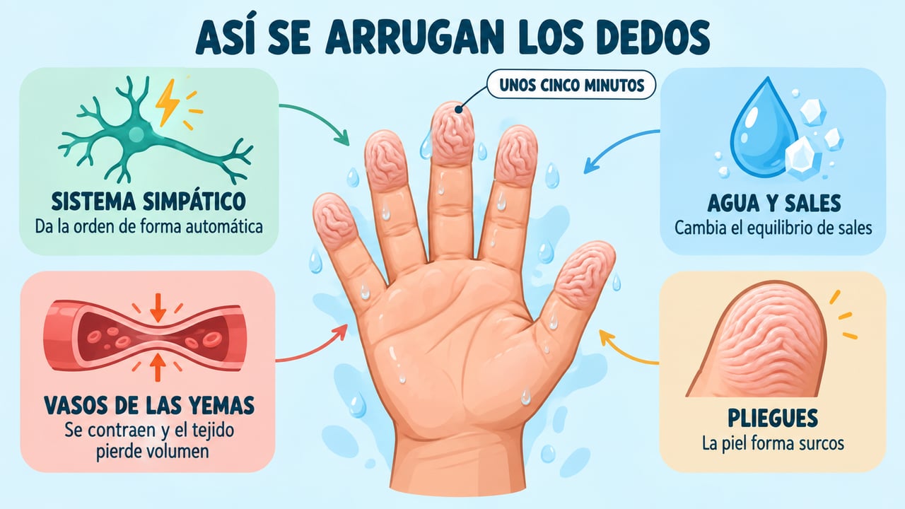 El sistema nervioso simpático, el equilibrio de sales y los vasos de las yemas forman los pliegues.