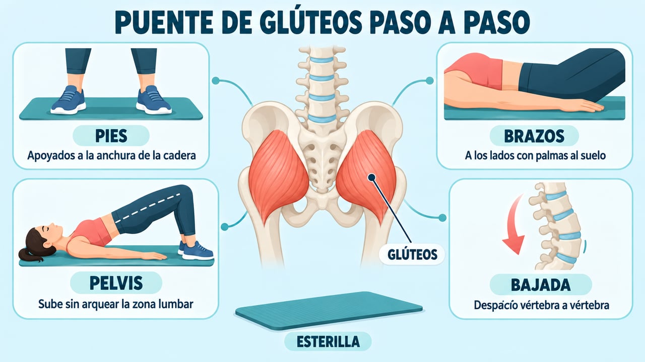 Pies, brazos, pelvis y bajada: los cuatro puntos clave para hacer bien el puente.