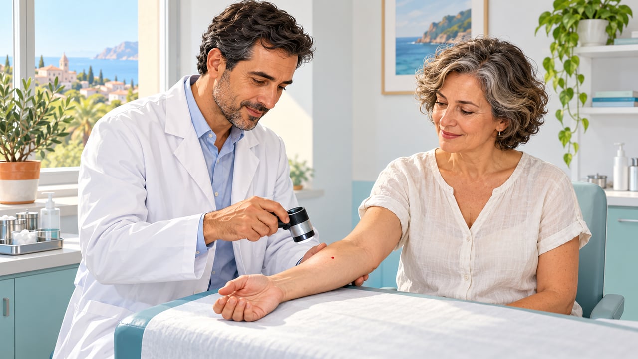 La dermatoscopia permite al dermatólogo valorar un angioma sospechoso sin pruebas invasivas ni molestias.