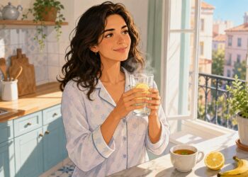 Un vaso de agua tibia con limón al despertar ayuda a empezar el día bien hidratada.