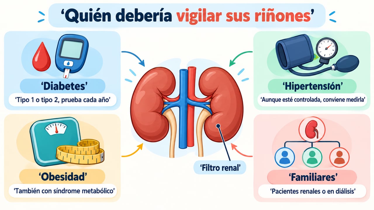 Diabetes, hipertensión, obesidad y antecedentes familiares: los grupos que deberían medir su albuminuria cada año.