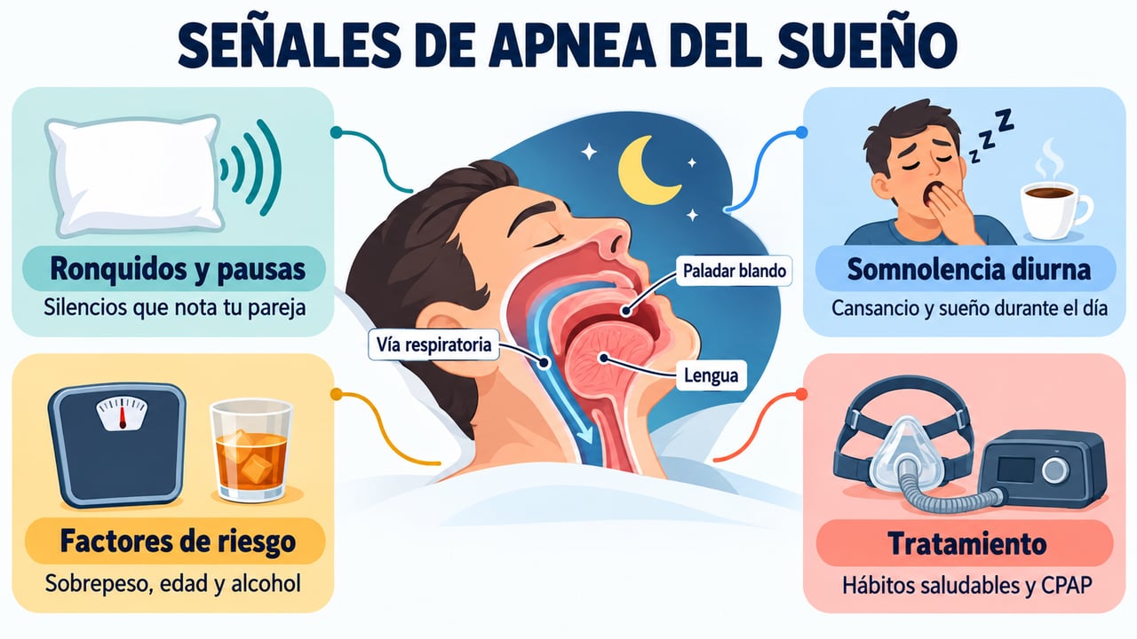 Señales nocturnas, somnolencia diurna, factores de riesgo y tratamiento: las claves para reconocer la apnea del sueño.