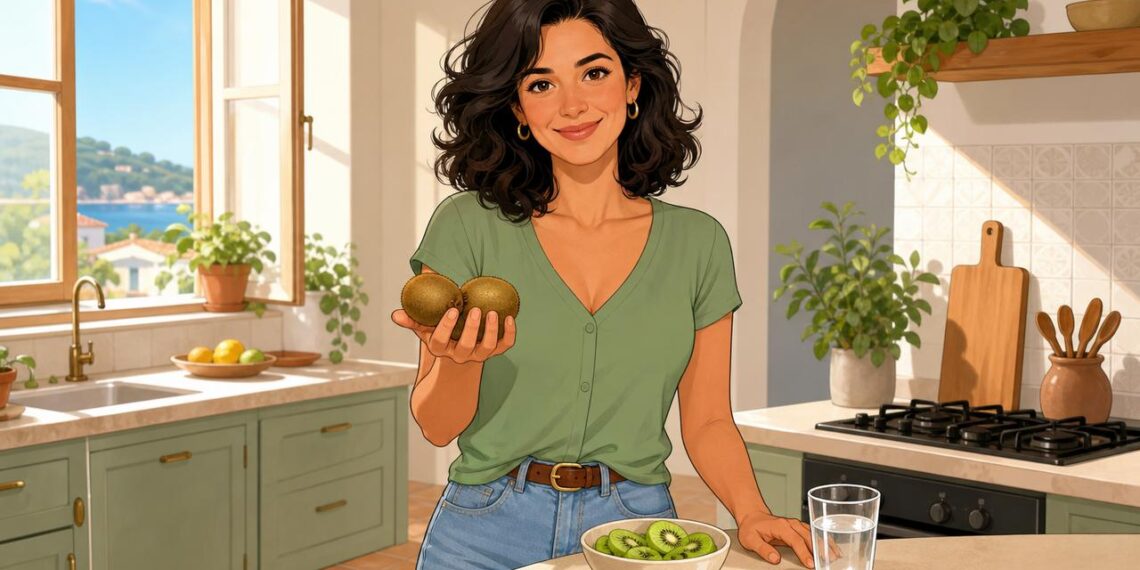Dos kiwis al día aportan fibra, agua y vitamina C.
