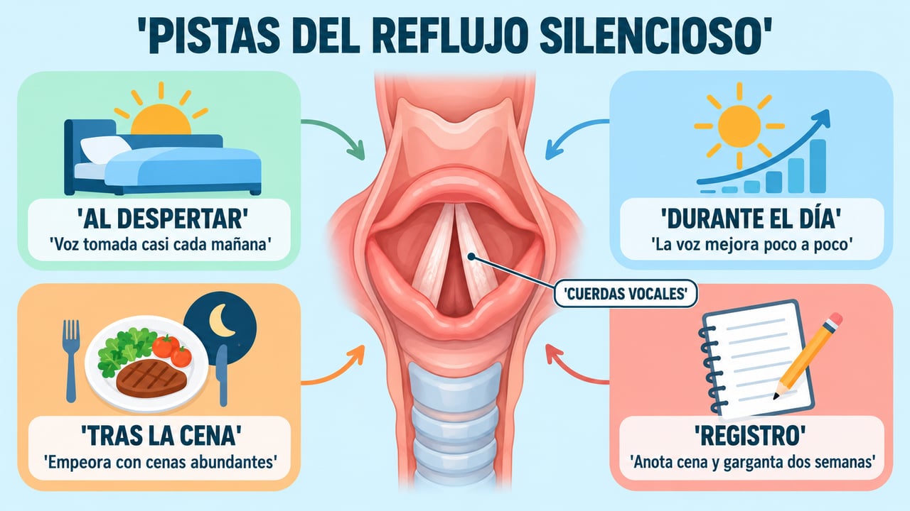 Voz tomada al despertar, mejoría diurna, empeoramiento tras la cena y registro: las pistas del reflujo laringofaríngeo.
