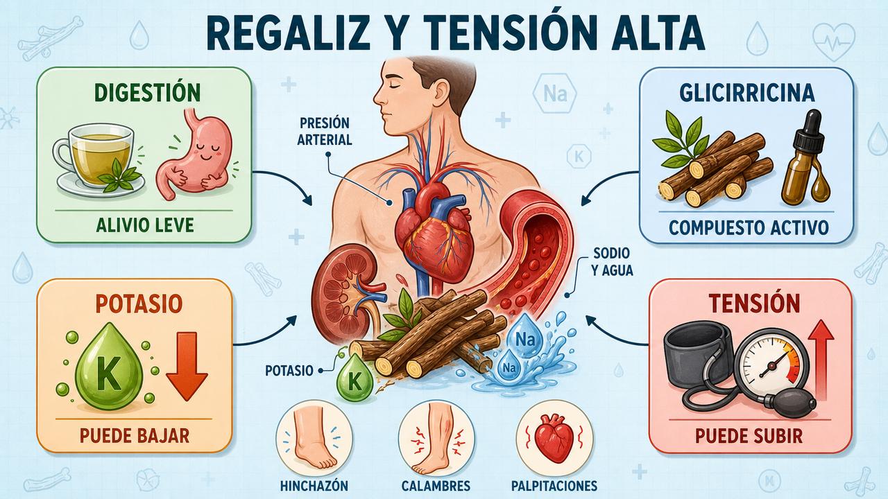 Glicirricina, potasio, tensión y digestión, claves para entender los riesgos del regaliz.