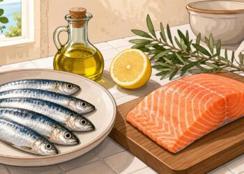 Sardinas y salmón aportan omega-3 con beneficios dentro de una dieta cardioprotectora.