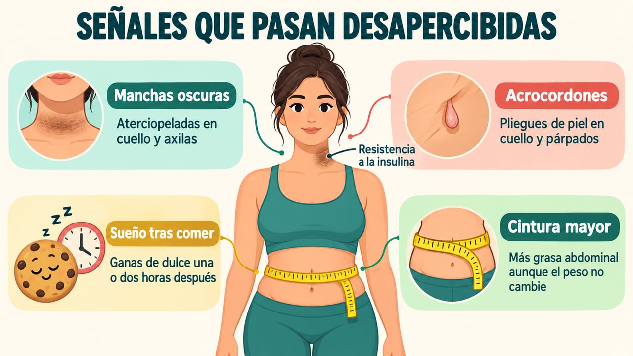 Manchas oscuras, acrocordones, sueño tras comer y cintura mayor son señales fáciles de pasar por alto.