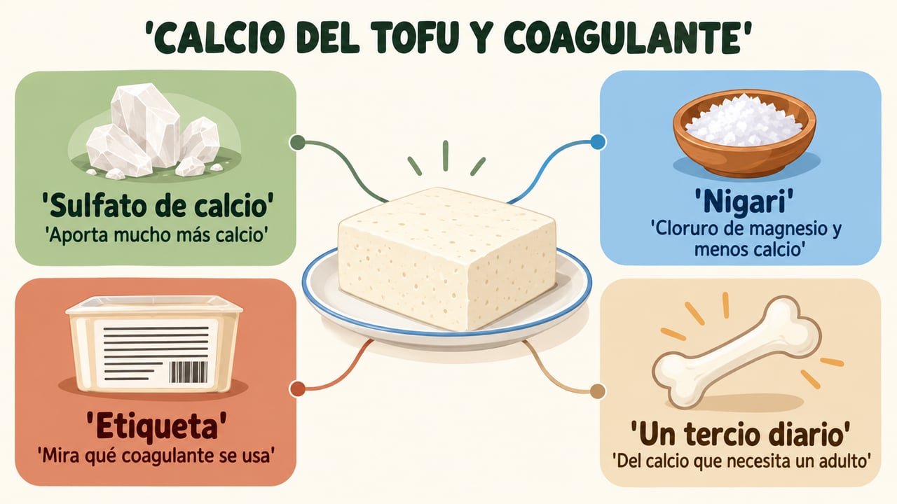El calcio del tofu depende del coagulante: el sulfato de calcio aporta más que el nigari.