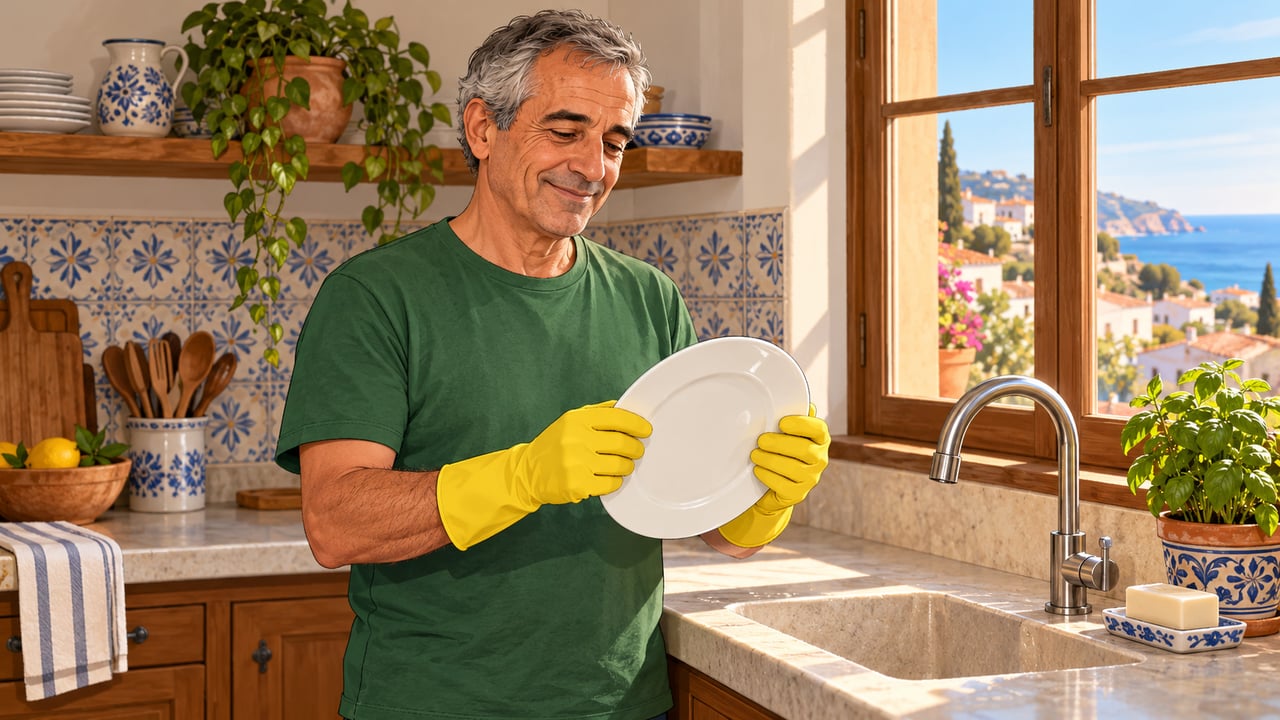 Usar guantes de goma al fregar evita que el agua y los detergentes resequen la uña.