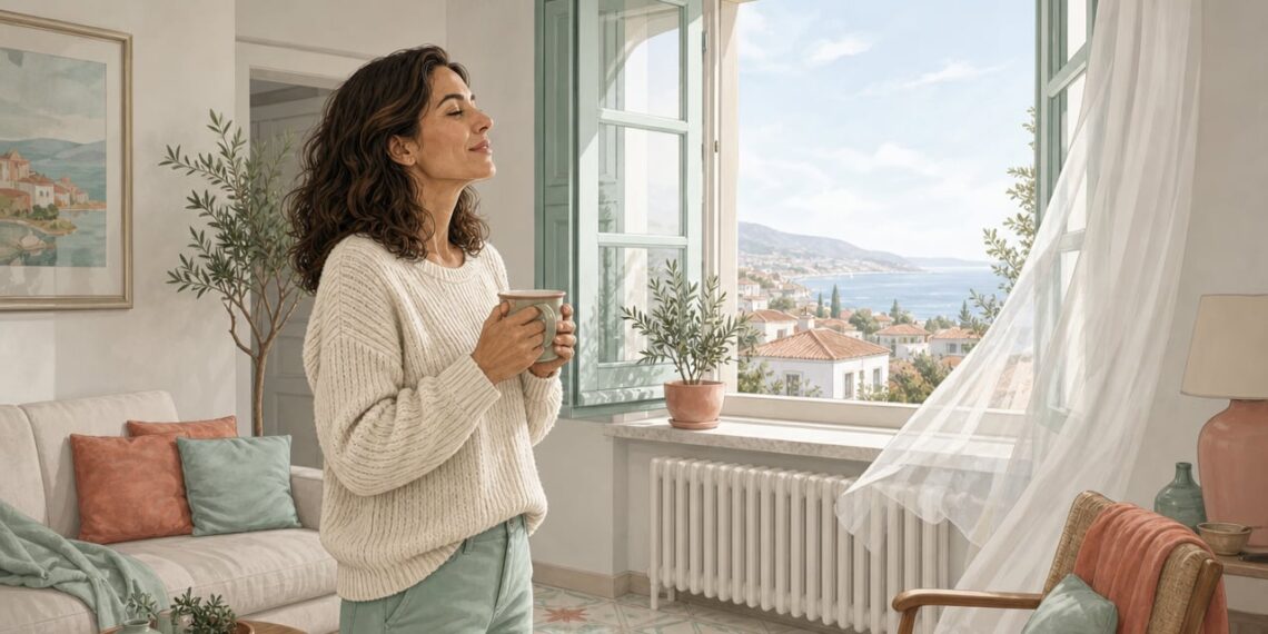 Ventilar con las ventanas abiertas de par en par renueva el aire sin enfriar la casa.