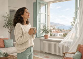 Ventilar con las ventanas abiertas de par en par renueva el aire sin enfriar la casa.