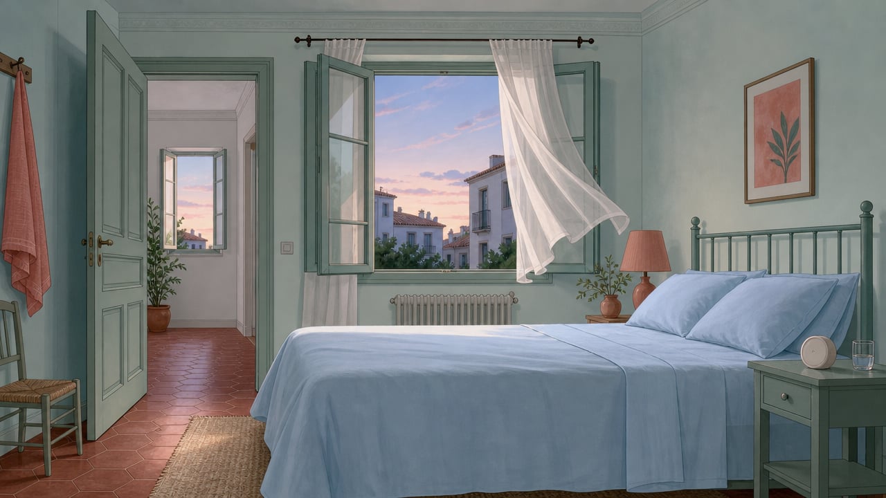 Ventilar el dormitorio antes de dormir permite empezar la noche con un nivel bajo de CO2.