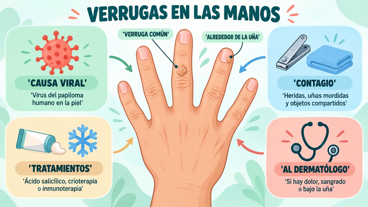 Causa viral, contagio, tratamientos y cuándo acudir al dermatólogo: claves para entender las verrugas en las manos.